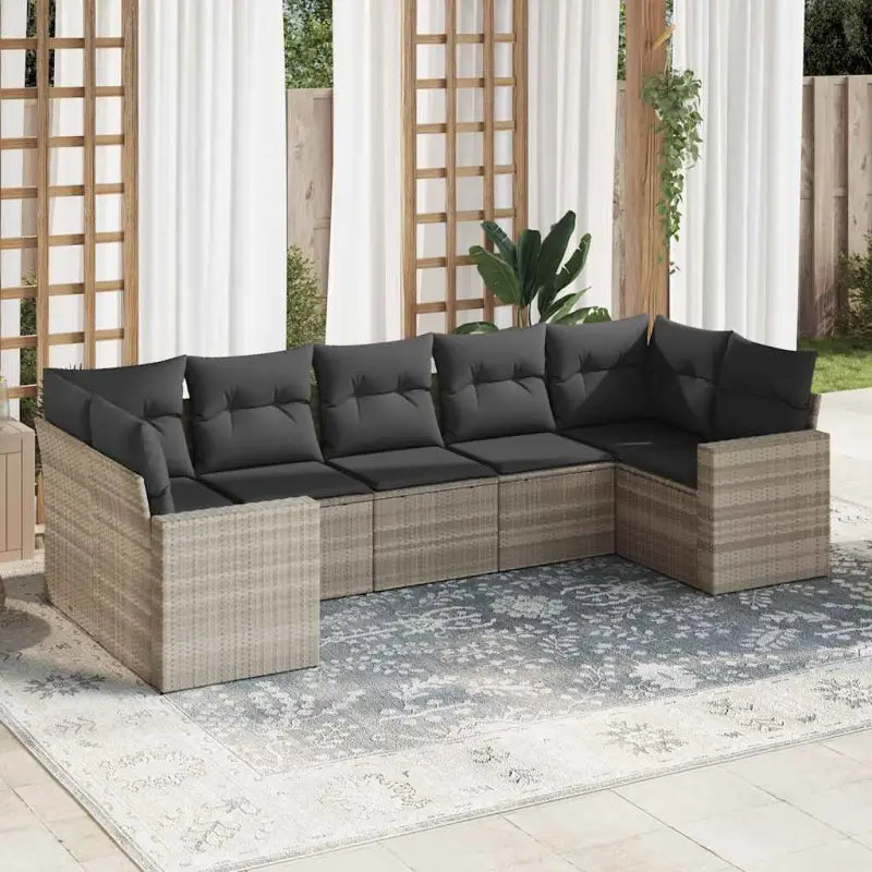 Zwart materiaal loungeset met gepoedercoat staal en comfortabele afmetingen - Lichtgrijs - Tuinsets