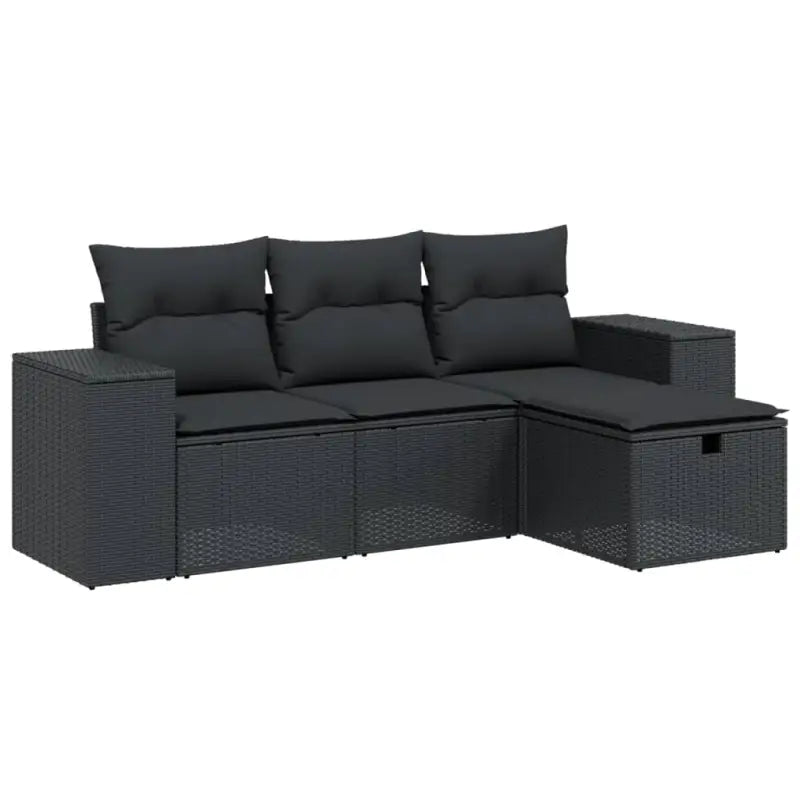 Zwart materiaal loungeset met gepoedercoat staal en comfortabele afmetingen - Tuinsets