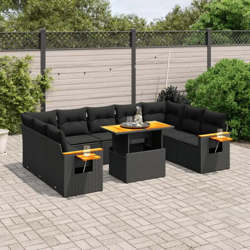 Zwart materiaal loungeset met gepoedercoat staal en comfortabele afmetingen - Zwart - Tuinsets