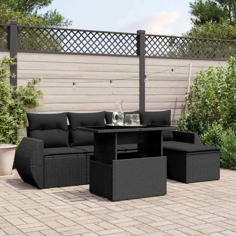 Zwart materiaal loungeset met gepoedercoat staal en comfortabele afmetingen - Zwart / zonder opbergruimte - Tuinsets