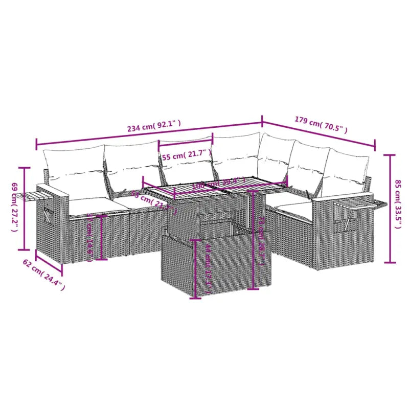 Zwart materiaal loungeset met gepoedercoat staal en comfortabele afmetingen - Tuinsets