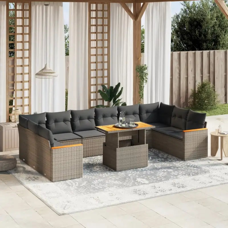Zwart materiaal loungeset met gepoedercoat staal en comfortabele afmetingen - Grijs - Tuinsets