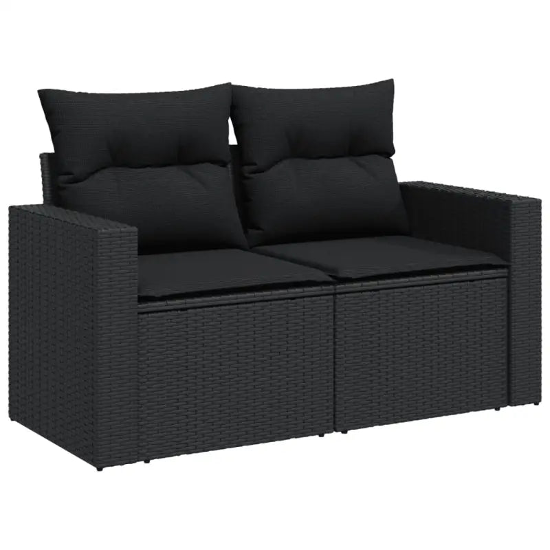 Zwart materiaal loungeset met gepoedercoat staal en comfortabele afmetingen - Tuinsets