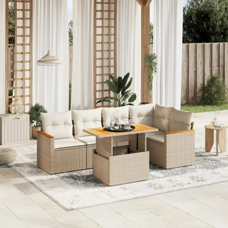 Zwart materiaal loungeset met gepoedercoat staal en comfortabele afmetingen - beige en crèmekleurig / zonder