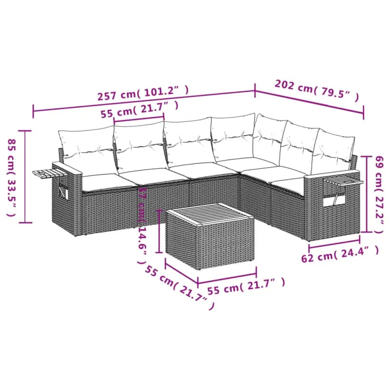 Zwart materiaal loungeset met gepoedercoat staal en comfortabele afmetingen - Tuinsets