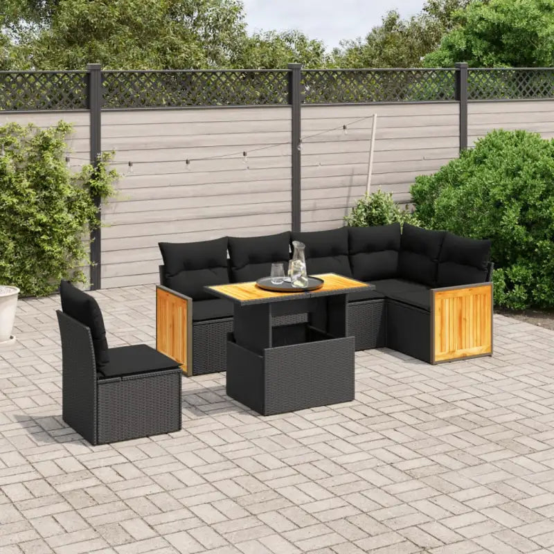Zwart materiaal loungeset met gepoedercoat staal en comfortabele afmetingen - Zwart - Tuinsets