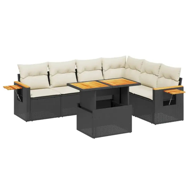 Zwart materiaal loungeset met gepoedercoat staal en comfortabele afmetingen - Tuinsets