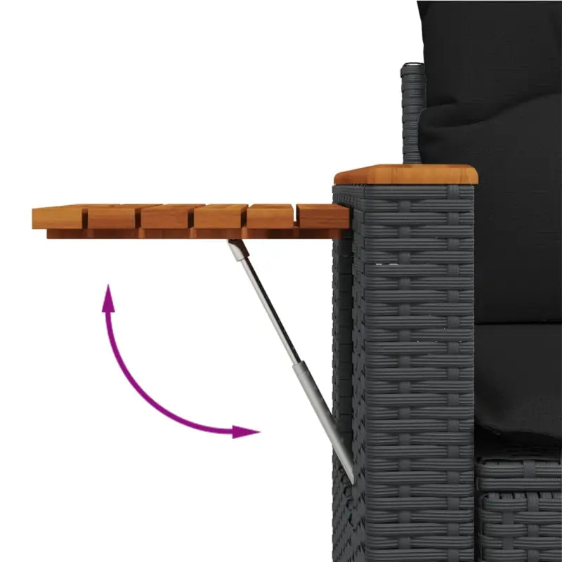 Zwart materiaal loungeset met gepoedercoat staal en comfortabele afmetingen - Tuinsets