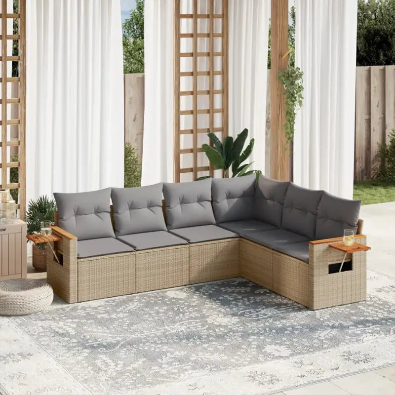 Zwart materiaal loungeset met gepoedercoat staal en comfortabele afmetingen - Beige en grijs / Zonder tafel - Tuinsets