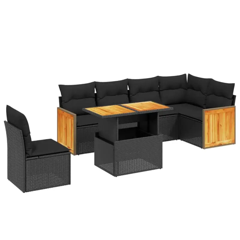 Zwart materiaal loungeset met gepoedercoat staal en comfortabele afmetingen - Tuinsets
