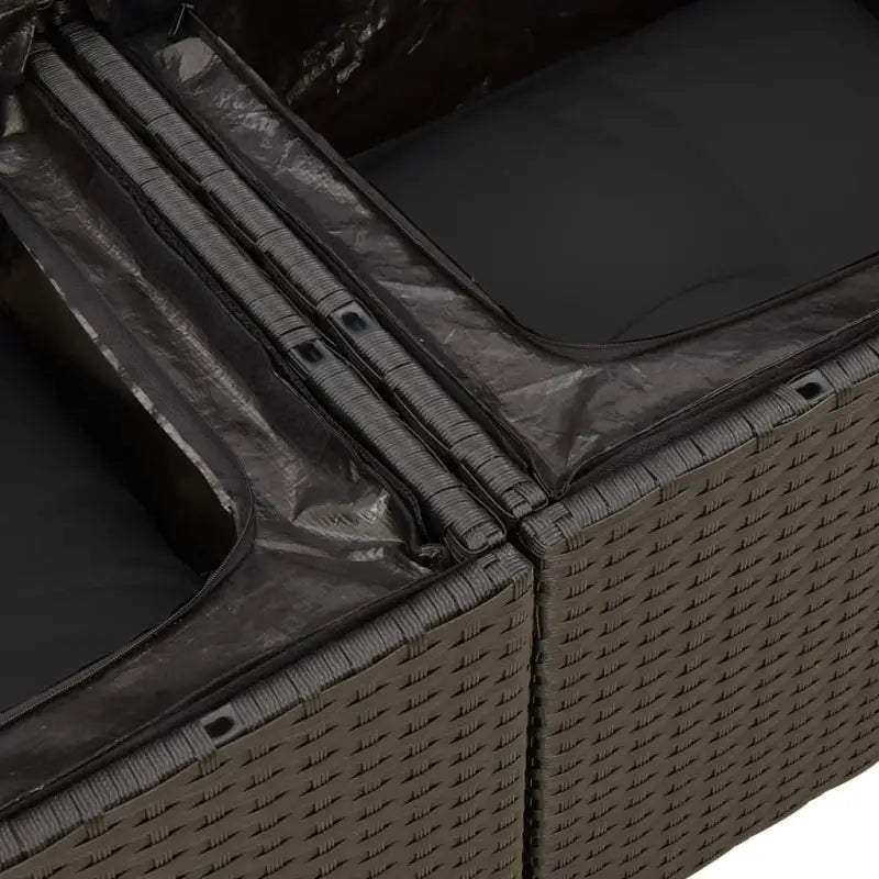 Zwart materiaal loungeset met gepoedercoat staal en comfortabele afmetingen - Tuinsets