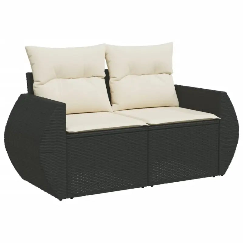 Zwart materiaal loungeset met gepoedercoat staal en comfortabele afmetingen - Tuinsets