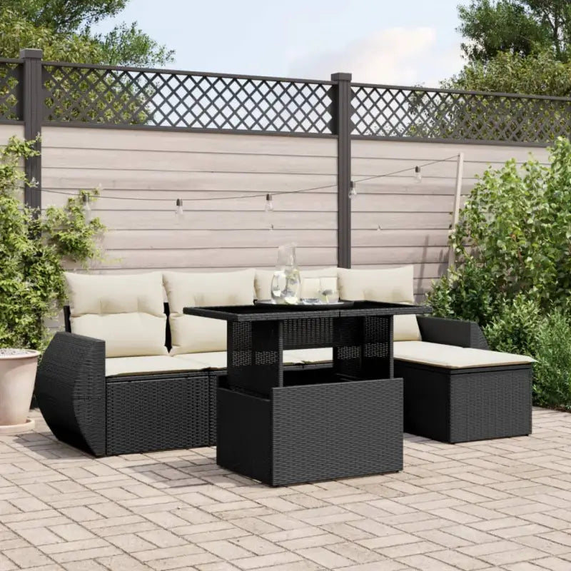 Zwart materiaal loungeset met gepoedercoat staal en comfortabele afmetingen - Zwart en crème / zonder opbergruimte