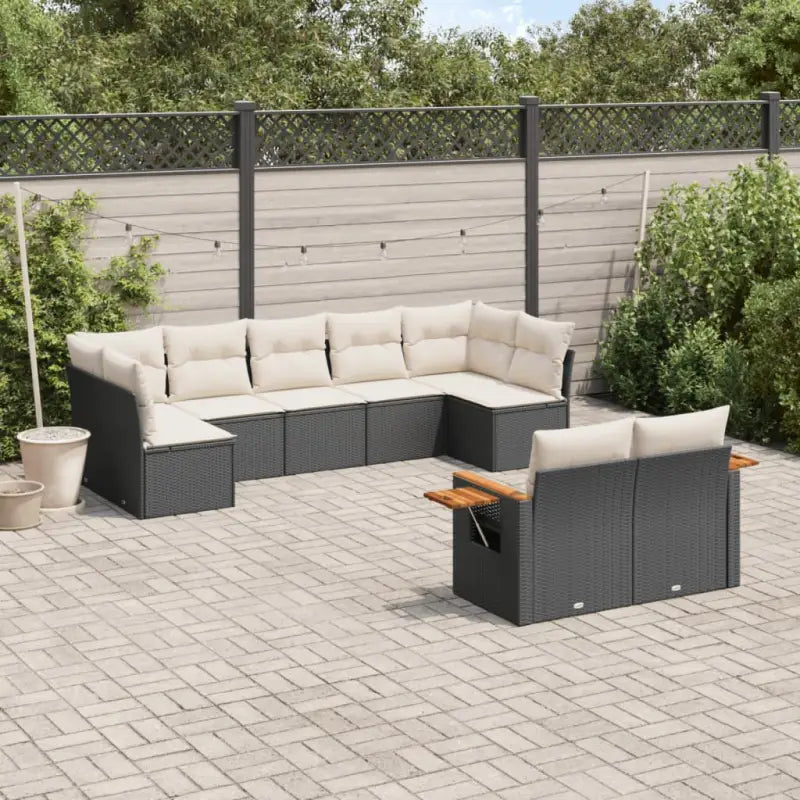 Zwart materiaal loungeset met gepoedercoat staal en comfortabele afmetingen - Zwart en crème / Zonder tafel - Tuinsets