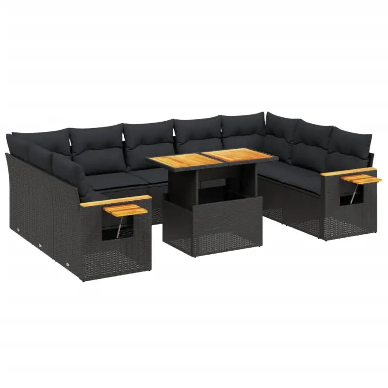 Zwart materiaal loungeset met gepoedercoat staal en comfortabele afmetingen - Tuinsets
