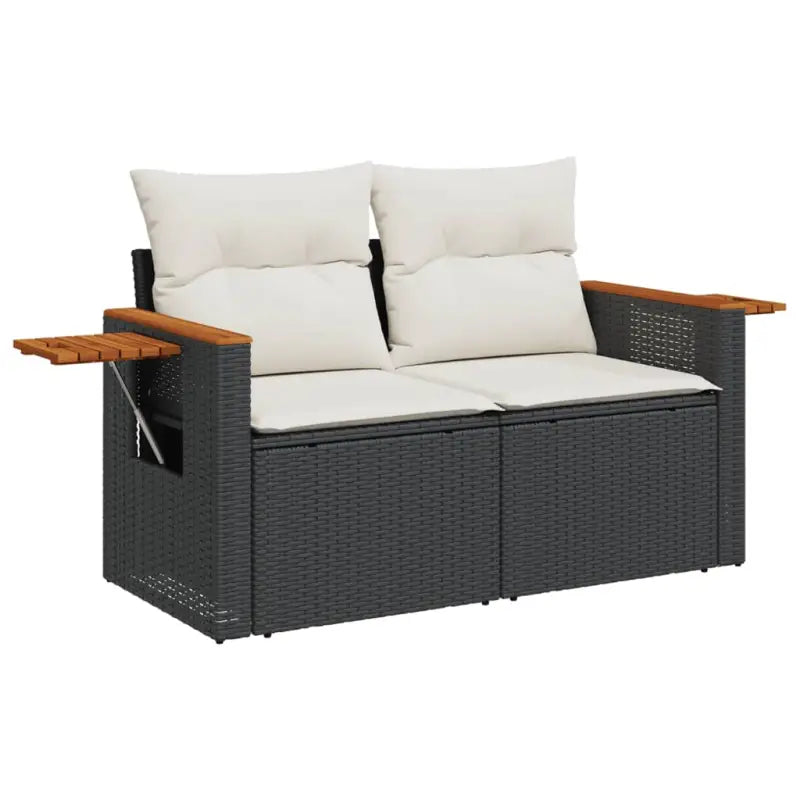 Zwart materiaal loungeset met gepoedercoat staal en comfortabele afmetingen - Tuinsets