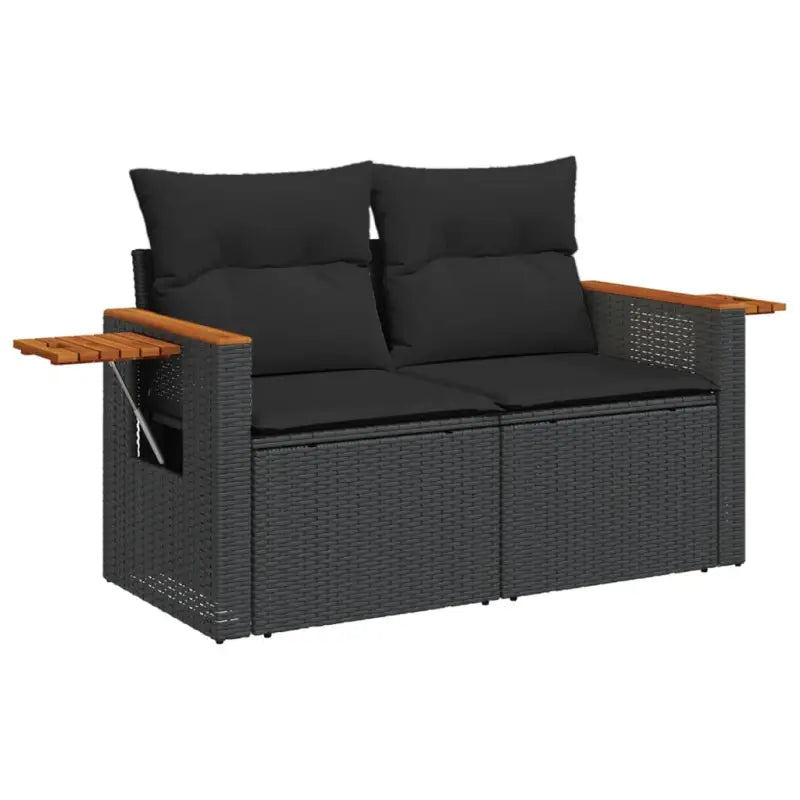 Zwart materiaal loungeset met gepoedercoat staal en comfortabele afmetingen - Tuinsets