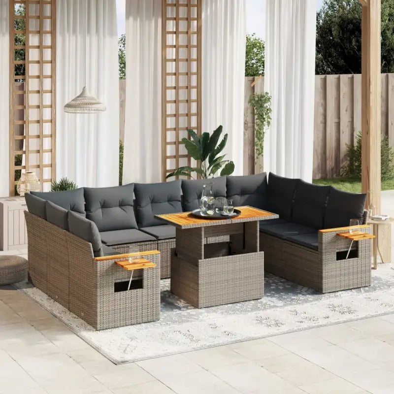 Zwart materiaal loungeset met gepoedercoat staal en comfortabele afmetingen - Grijs - Tuinsets