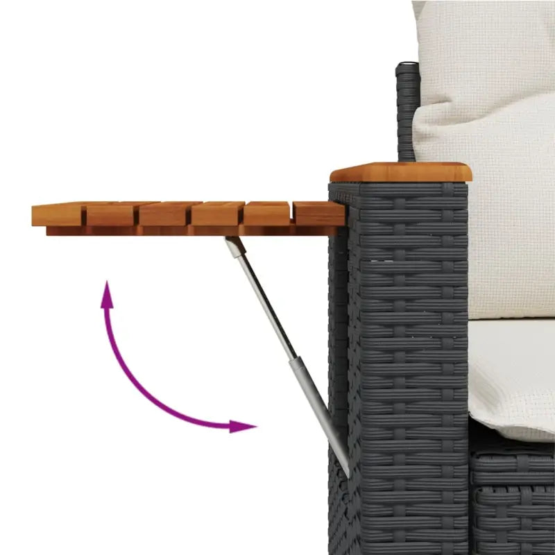 Zwart materiaal loungeset met gepoedercoat staal en comfortabele afmetingen - Tuinsets