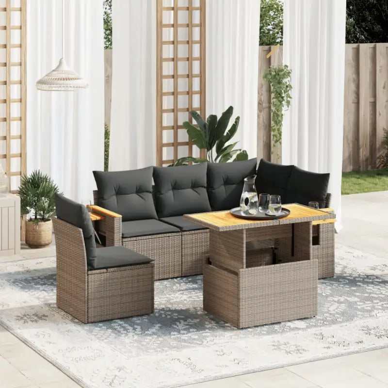 Zwart materiaal loungeset met gepoedercoat staal en comfortabele afmetingen - Grijs - Tuinsets