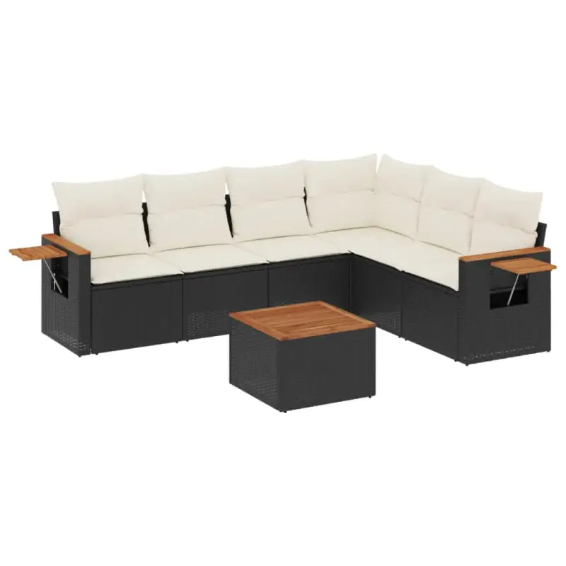 Zwart materiaal loungeset met gepoedercoat staal en comfortabele afmetingen - Tuinsets