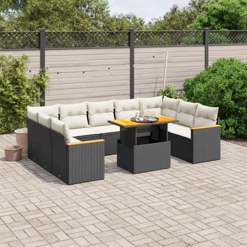 Zwart materiaal loungeset met gepoedercoat staal en comfortabele afmetingen - Tuinsets