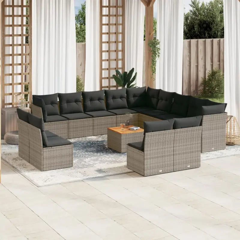 Zwart materiaal loungeset met gepoedercoat staal en goede afmetingen - Grijs - Tuinsets