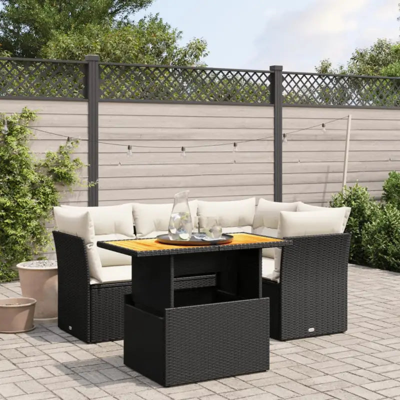 Zwart materiaal loungeset met gepoedercoat staal en perfecte afmetingen - Zwart en crème / zonder opbergruimte