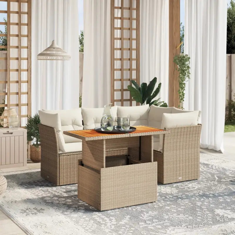 Zwart materiaal loungeset met gepoedercoat staal en perfecte afmetingen - beige en crèmekleurig / zonder opbergruimte