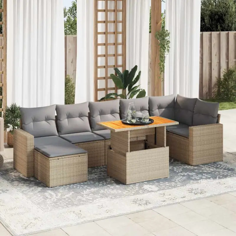 Zwart materiaal loungeset met gepoedercoat staal en perfecte afmetingen - beige en lichtgrijs / 3x hoek + 3x midden