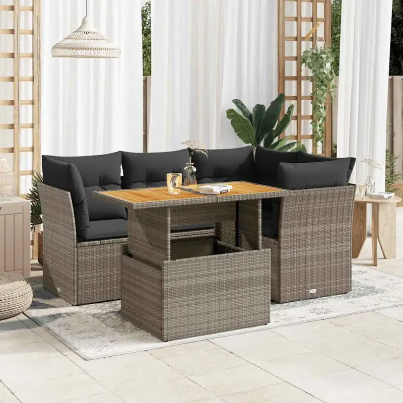 Zwart materiaal loungeset met gepoedercoat staal en perfecte afmetingen - Grijs / met opbergruimte - Tuinsets