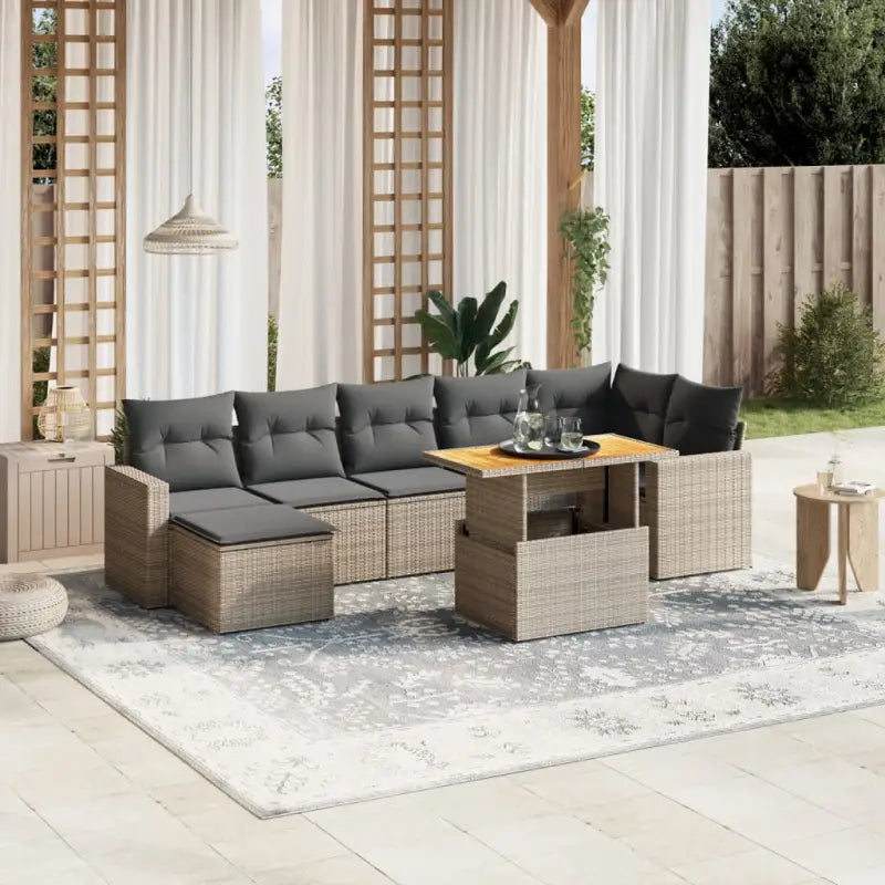 Zwart materiaal loungeset met gepoedercoat staal en perfecte afmetingen - grijs en donkergrijs / 3x midden + 3x hoek