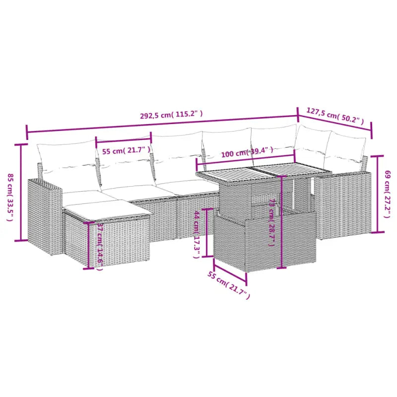 Zwart materiaal loungeset met gepoedercoat staal en perfecte afmetingen - Tuinsets