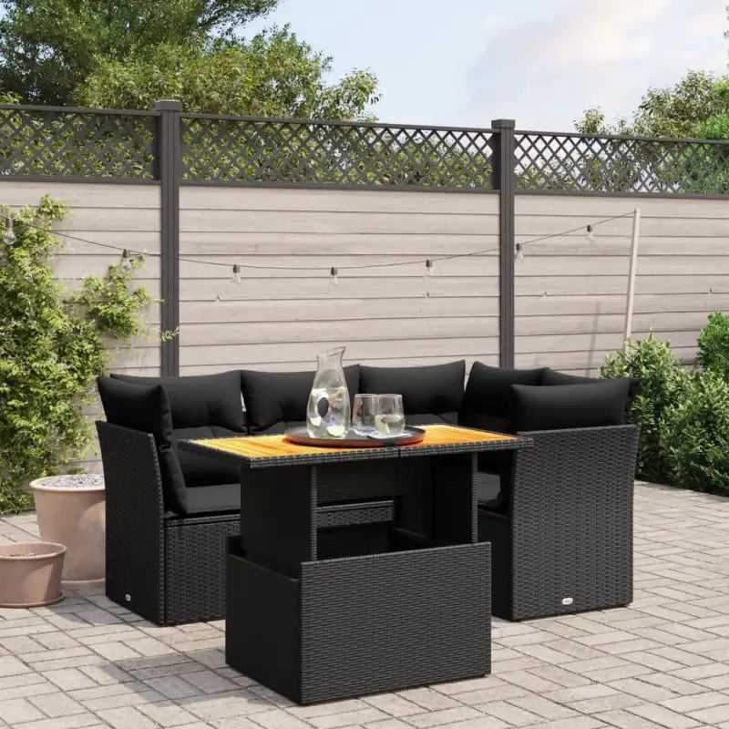 Zwart materiaal loungeset met gepoedercoat staal en perfecte afmetingen - Zwart / zonder opbergruimte - Tuinsets