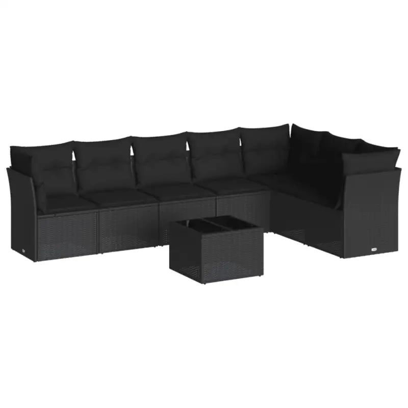 Zwart materiaal loungeset met gepoedercoat staal en poly rattan - Tuinsets