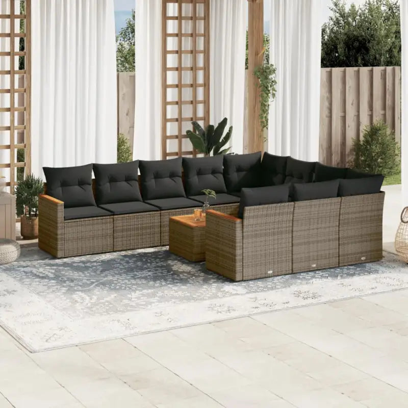 Zwart materiaal loungeset met gepoedercoat staal en waterdichte tas - Grijs / Met tafel - Tuinsets
