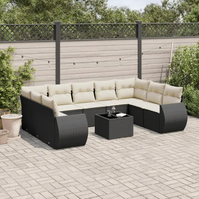 Zwart materiaal loungeset met gepoedercoat staal en waterdichte tas - Zwart en crème / Met tafel - Tuinsets