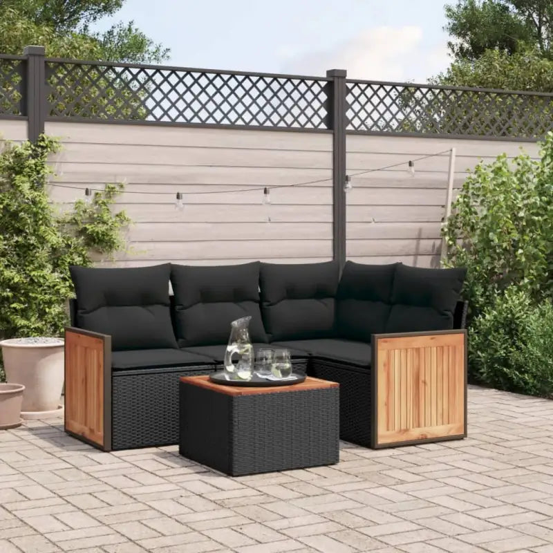 Zwart materiaal loungeset met gepoedercoat staal en waterdichte tas - Zwart / Met tafel - Tuinsets