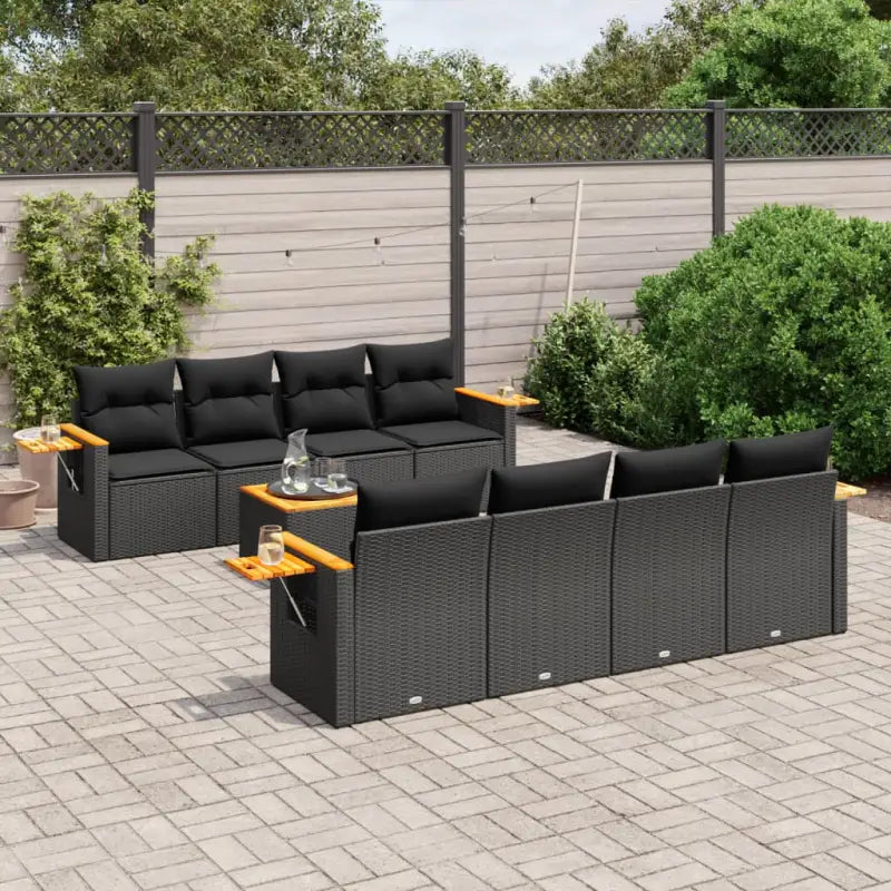 Zwart materiaal loungeset met gepoedercoat staal en waterdichte tas - Zwart - Tuinsets