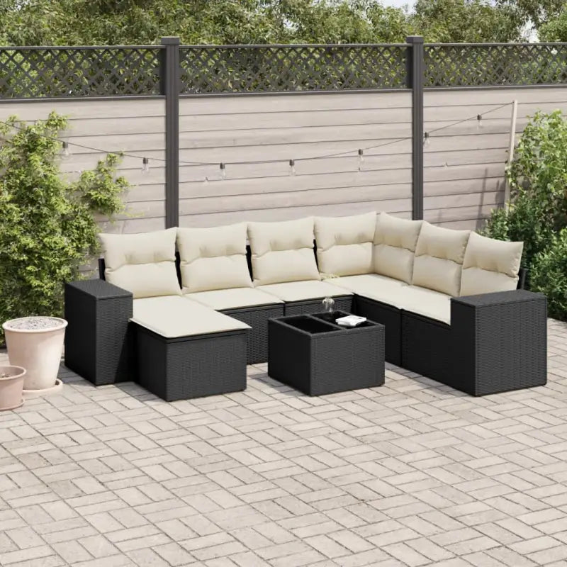 Zwart materiaal loungeset met gepoedercoat staal en waterdichte tas - Zwart en crème / Met tafel - Tuinsets