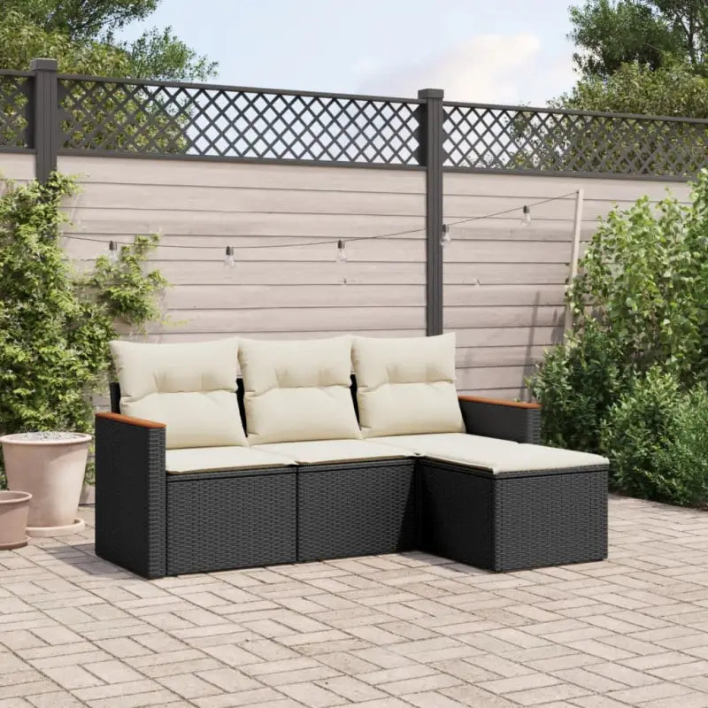 Zwart materiaal loungeset met gepoedercoat staal en waterdichte tas - Zwart en crème / Zonder tafel - Tuinsets