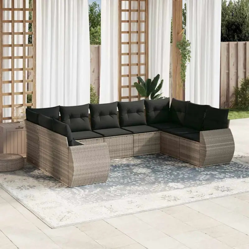 Zwart materiaal loungeset met gepoedercoat staal en waterdichte tas - Lichtgrijs en donkergrijs / Zonder tafel