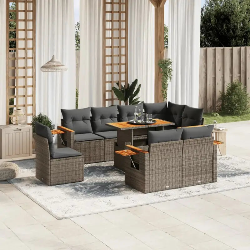 Zwart materiaal loungeset met gepoedercoat staal voor buitencomfort - Grijs / zonder opbergruimte - Tuinsets