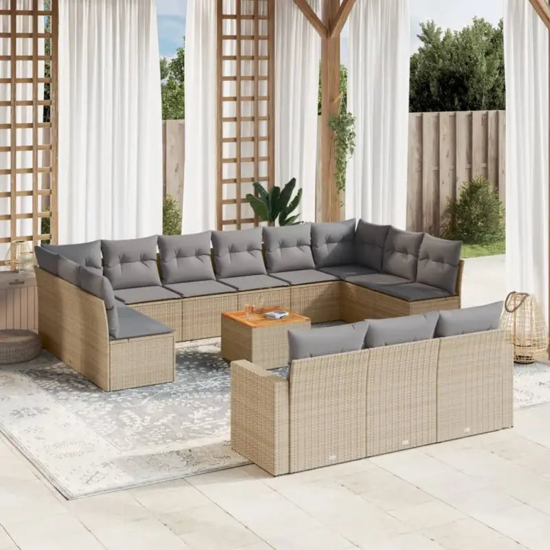 Zwart materiaal loungeset met gepoedercoat staal voor buitencomfort - Beige en grijs - Tuinsets