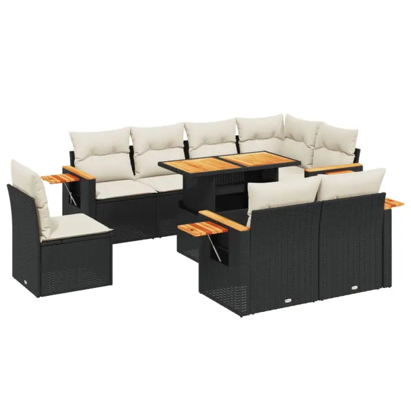 Zwart materiaal loungeset met gepoedercoat staal voor buitencomfort - Tuinsets