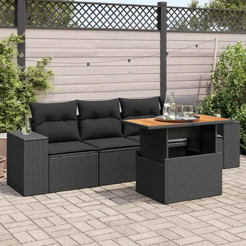 Zwart materiaal loungeset met gepoedercoat staal voor buitenplezier - Zwart / met opbergruimte - Tuinsets