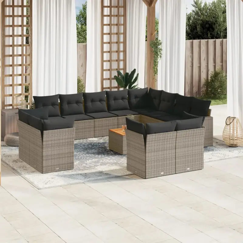 Zwart materiaal loungeset met gepoedercoat staal voor buitenplezier - Grijs - Tuinsets