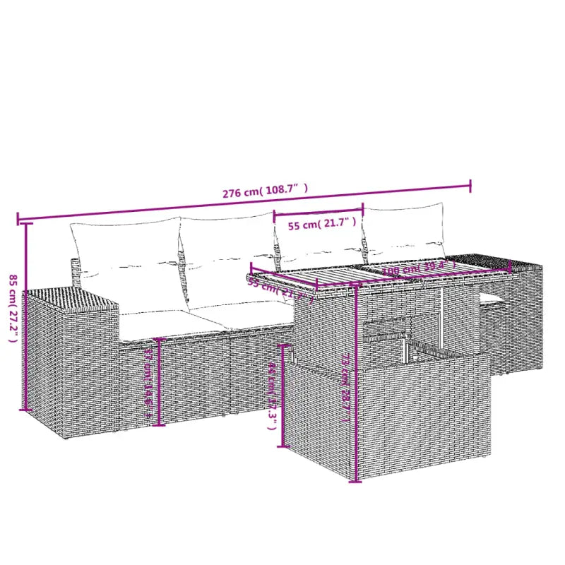 Zwart materiaal loungeset met gepoedercoat staal voor buitenplezier - Tuinsets
