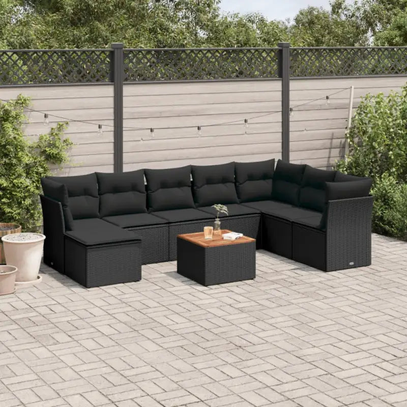 Zwart materiaal loungeset met gepoedercoat staal voor buitenplezier - Zwart - Tuinsets