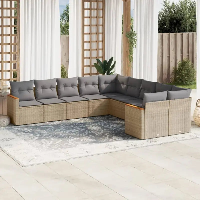 Zwart materiaal loungeset met gepoedercoat staal voor buitenplezier - Gemengd beige / Zonder tafel - Tuinsets